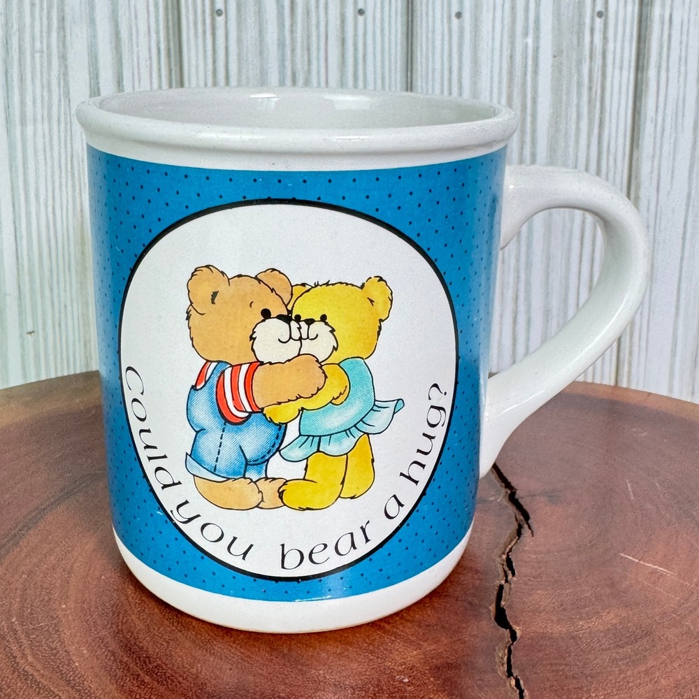 Vintage 1986 House of Lloyd Could You Bear a Hug Coffee Mug Blue Grannycore‎